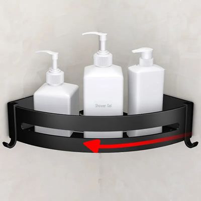 Dubbele Doucherek Zwart Zonder Boren – Sterke lijmbasis - Badkamer rek – Hoek – Doucherekjes – Incl. schroeven 1