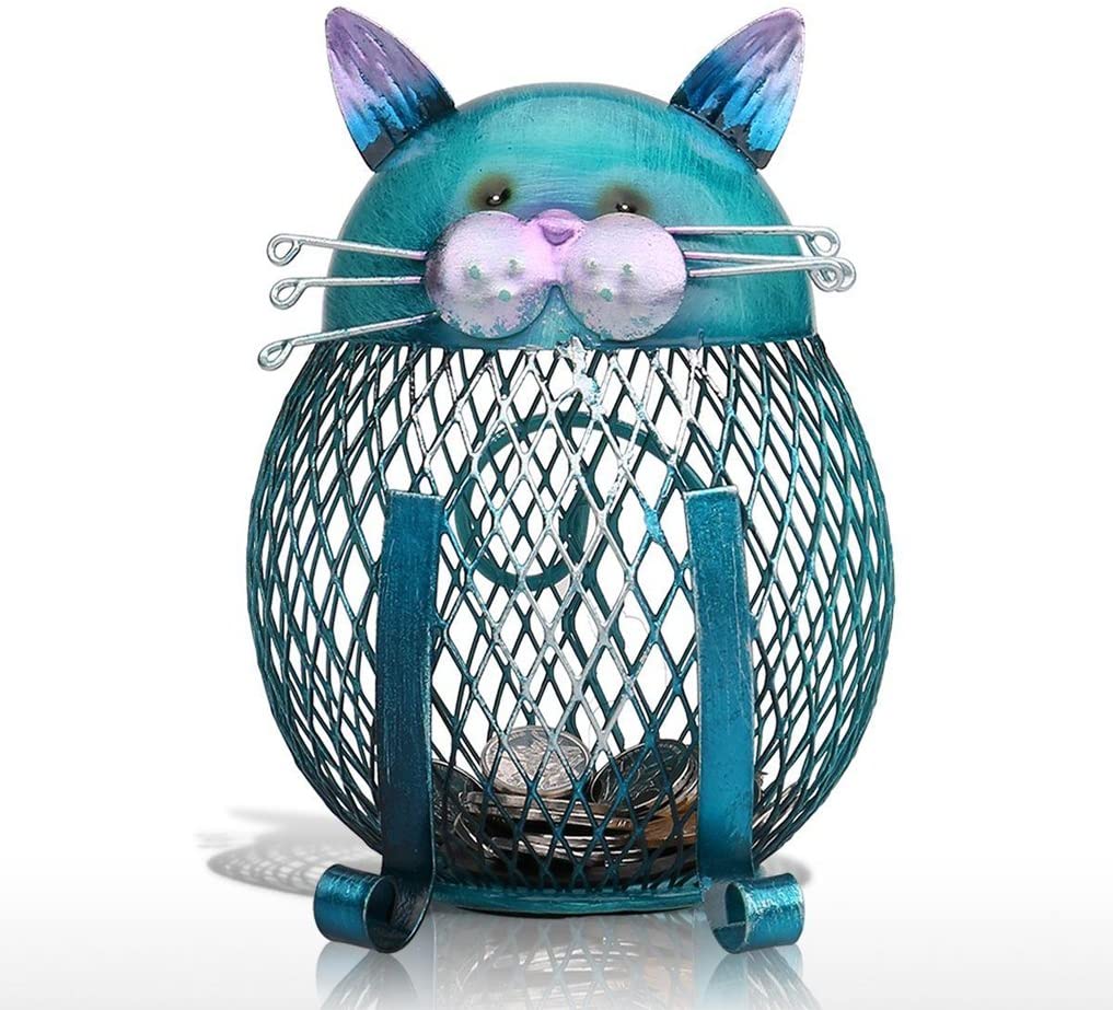 Spaarpot kind jongen - meisje – Volwassenen houten spaarvarken – 15 cm – Uniek - Handgemaakte Kat