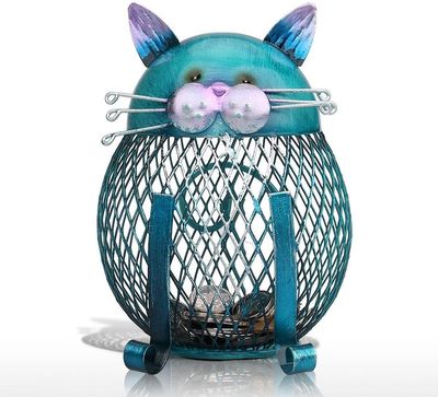 Spaarpot kind jongen - meisje – Volwassenen houten spaarvarken – 15 cm – Uniek - Handgemaakte Kat