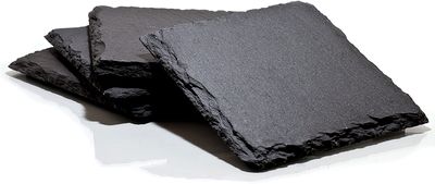 Leisteen Onderzetters voor glazen – Incl. Coating – Glasonderzetter – Acacia Hout Houder – Gesleten steenvorm 2