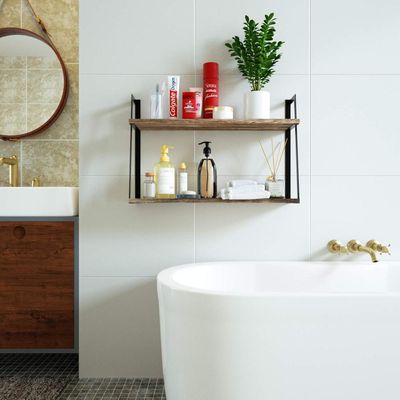 Wandplank met Paulownia Hout – Wandrek Industrieel Zwevend – Plankjes aan de muur – Wanddecoratie – Met gebranden afwerking 4