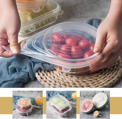 Siliconen deksels - 2 Designs - Vierkant & Rond - Set van 12 Stretch - Flexibele Vershoudbakje - Pandeksel - LFGB norm - 41% Rekbaar 4