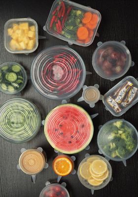 Siliconen deksels - 2 Designs - Vierkant & Rond - Set van 12 Stretch - Flexibele Vershoudbakje - Pandeksel - LFGB norm - 41% Rekbaar 5