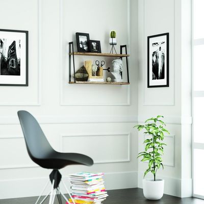 Wandplank met Paulownia Hout – Wandrek Industrieel Zwevend – Plankjes aan de muur – Wanddecoratie – Met gebranden afwerking 2