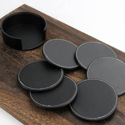 8 PU Leren Onderzetters voor glazen met Houder – Glasonderzetter voor op tafel – Waterbestendig – 8 stuks – Anti klevend materiaal 5