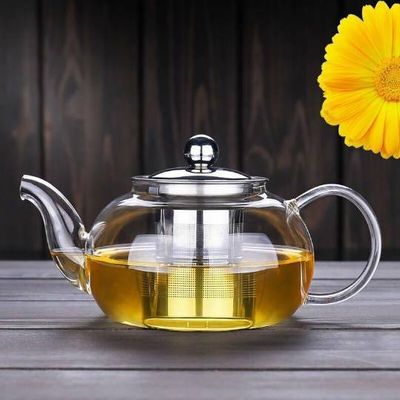 Glazen Theepot met Filter (RVS) - 1.2 Liter - Thee Infuser – Borosilicaat – Anti-druppel tuit2 4