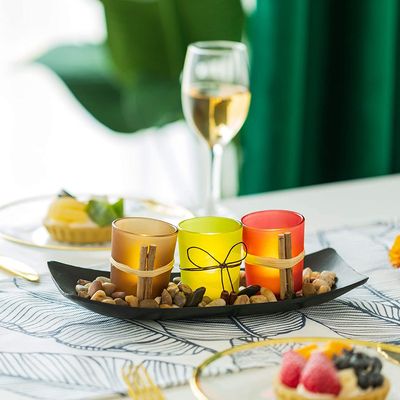 Waxinelichthouders glas – 3 kleuren – Kaarsenhouders voor waxinelichten – Theelichthouder – Met steentje en houder 3