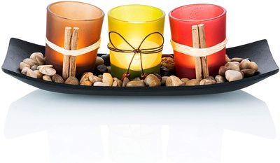 Waxinelichthouders glas – 3 kleuren – Kaarsenhouders voor waxinelichten – Theelichthouder – Met steentje en houder 2