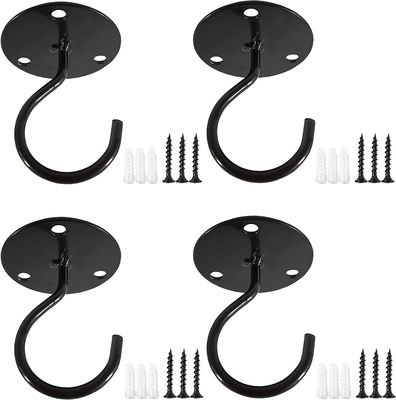 Plantenhaak 4 stuks – Muurhaak voor planten – Muurhaak hanging basket – RVS – Zwart – Incl. schroeven