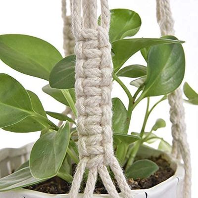 4 Stuks Plantenhangers - Hangpot voor Binnen/Buiten - Bloempot met Kralen - Macramé Touw/Koord Hangplant Houder - Wandhanger - Planthanger 3
