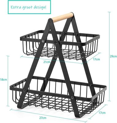 Fruitmand - Fruitschaal – Keuken Bureau Organizers – Aardappelbak - RVS Metaal - Zwart 1