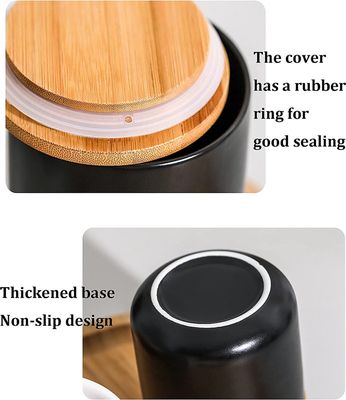 Voorraadpotten Keramiek - Suikerpot 3 stuks - Deksel Bamboe - Luchtdict Voorraadbussen Potten 3