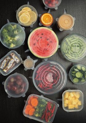 Siliconen deksels - Extra Sterk - Set van 6 Stretch - Flexibele Vershoudbakje - LFGB norm - 41% Rekbaar