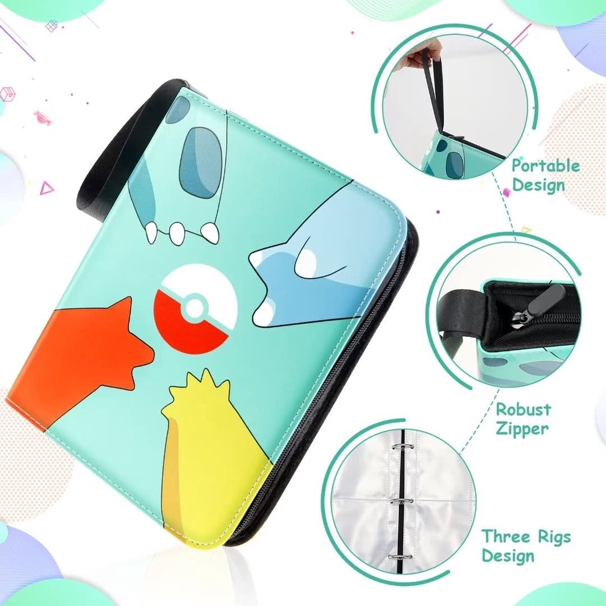 Verzamelmap - 900 Kaarten - 50 Pagina’s map - 9 Pocket / vakken - A4 Formaat - Box - Binder - 4- Blauw