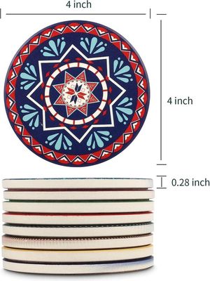 Onderzetters - Set van 8 - Rond - Onderzetters voor glazen - Bohemian - Oosterse - Mandala design - Coasters - Moederdag cadeau 4
